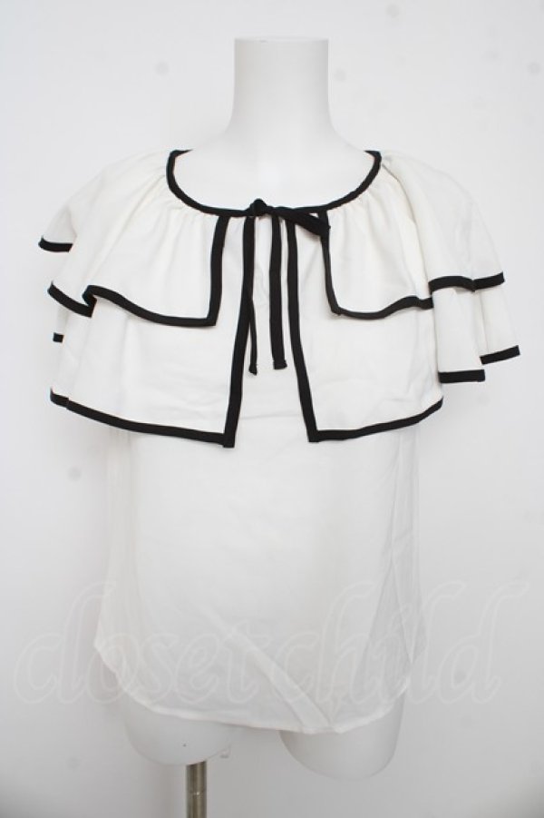 画像1: evelyn / ダブルケープカラーブラウス F 白 Y-26-03-13-053-LO-BL-SZ-ZY (1)