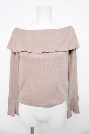 画像: An MILLE / オフショルフリルニット  ピンクベージュ Y-26-03-13-054-EL-TO-SZ-ZY