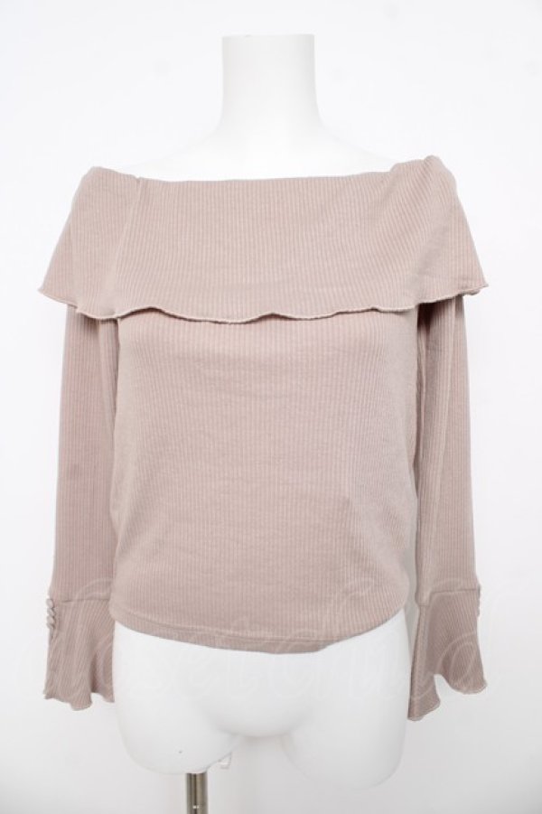 画像1: An MILLE / オフショルフリルニット  ピンクベージュ Y-26-03-13-054-EL-TO-SZ-ZY (1)