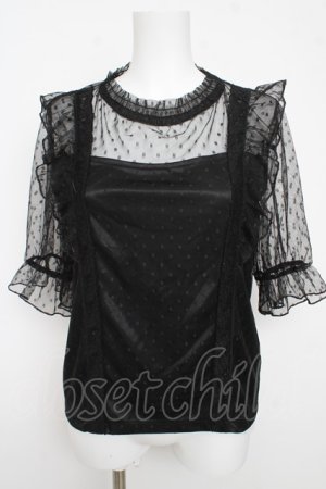 画像: Rojita / ドットチュールフリルトップス F 黒 Y-26-03-13-055-LO-TO-SZ-ZY