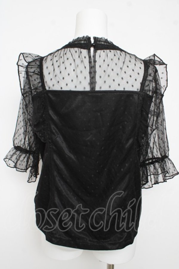 画像2: Rojita / ドットチュールフリルトップス F 黒 Y-26-03-13-055-LO-TO-SZ-ZY (2)
