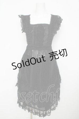 画像: MIHO MATSUDA / エプロン付きレースフロッキーptスカート M 黒 Y-26-03-13-067-GO-SK-SZ-ZY