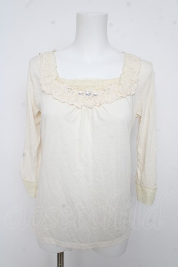 画像1: axes femme / ビジュー付きカットソー M 生成り Y-26-03-13-007-AX-TO-SZ-ZY (1)