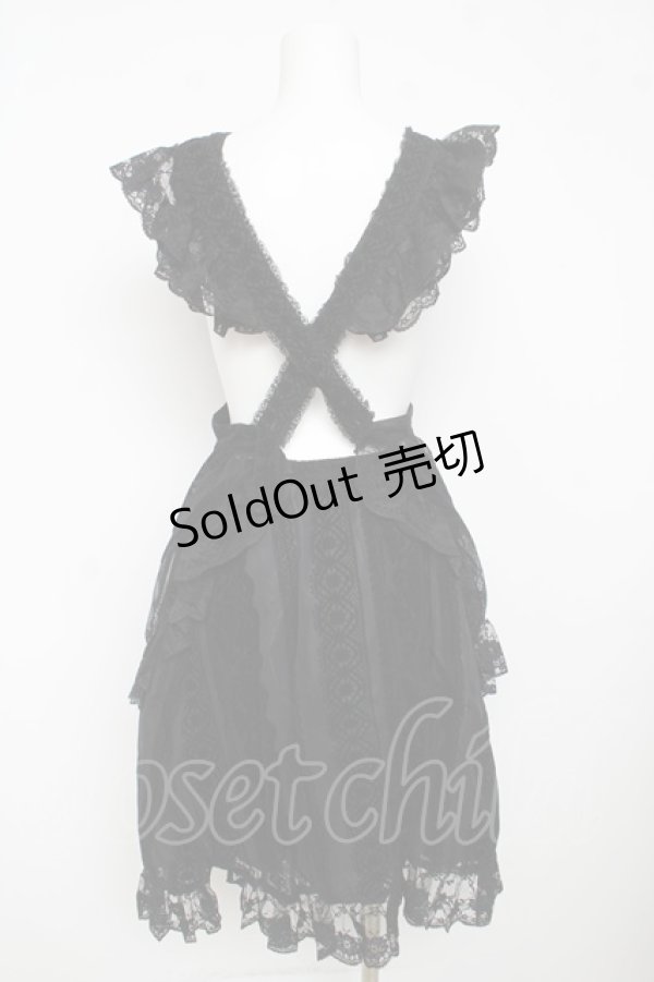 画像2: MIHO MATSUDA / エプロン付きレースフロッキーptスカート M 黒 Y-26-03-13-067-GO-SK-SZ-ZY (2)