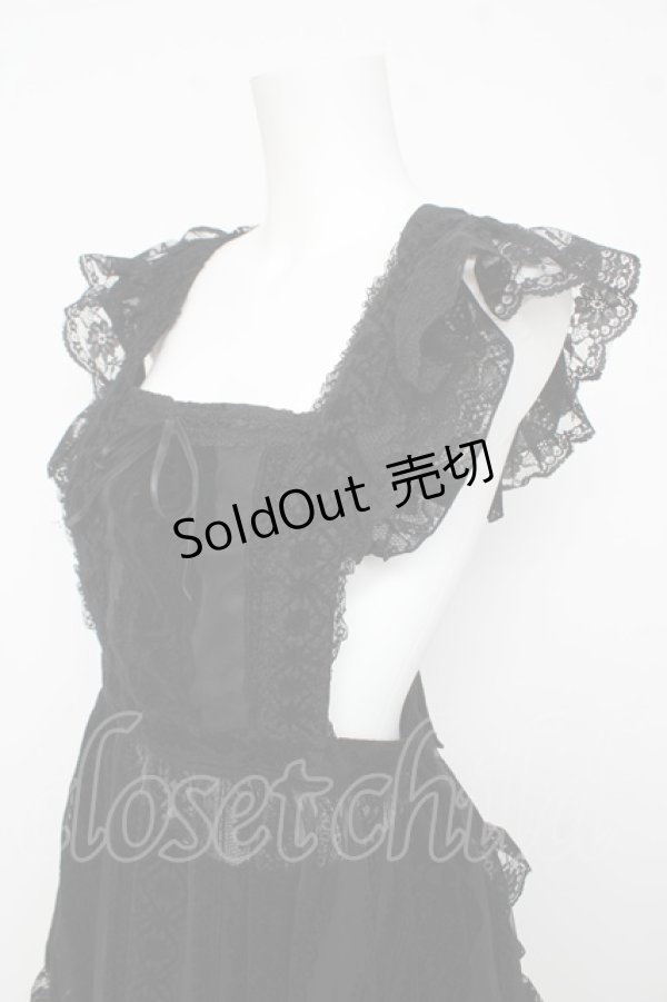 画像3: MIHO MATSUDA / エプロン付きレースフロッキーptスカート M 黒 Y-26-03-13-067-GO-SK-SZ-ZY (3)