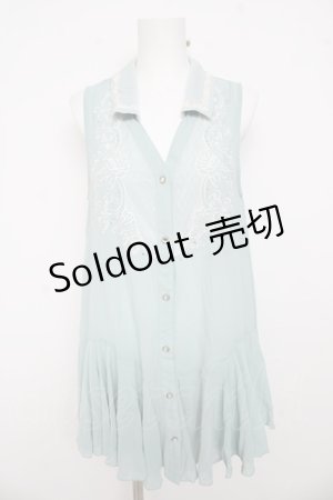 画像: axes femme / 刺繍入襟付チュニック M グリーン Y-26-03-13-069-AX-OP-SZ-ZY