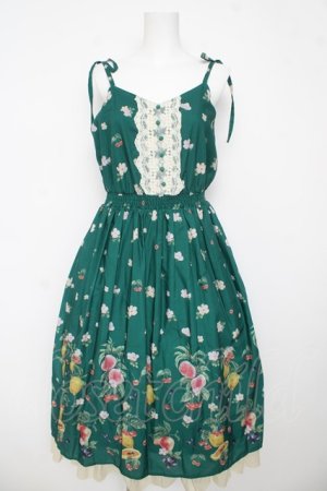 画像: axes femme / ミックスフルーツ柄ワンピース M グリーン Y-26-03-13-077-AX-OP-SZ-ZY