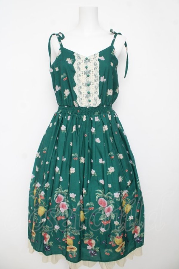 画像1: axes femme / ミックスフルーツ柄ワンピース M グリーン Y-26-03-13-077-AX-OP-SZ-ZY (1)