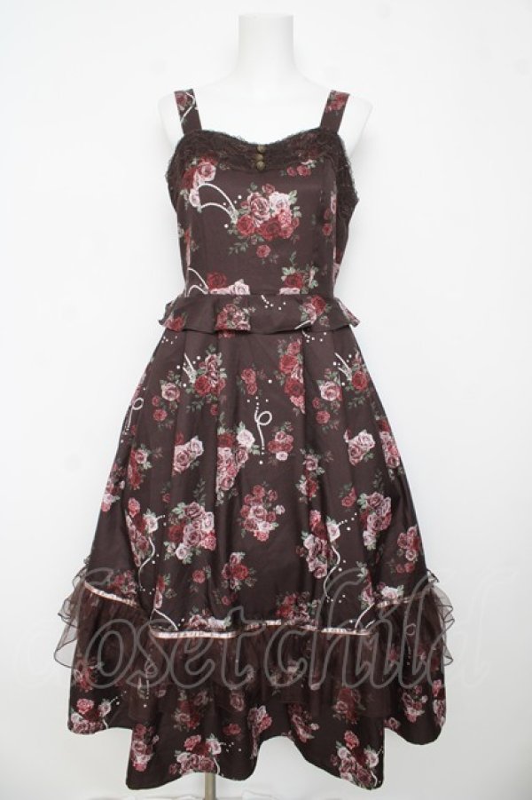 画像1: axes femme / ローズ・オン・フルールジャンスカ F ブラウン Y-26-03-13-079-AX-OP-SZ-ZY (1)