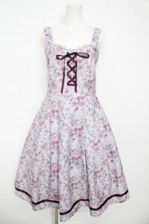 画像: axes femme / ロマンティックローズ柄ジャンパースカート F ラベンダー Y-26-03-13-081-AX-OP-SZ-ZY