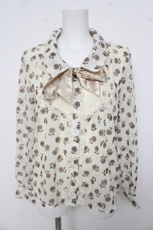 画像: axes femme / 薔薇フロッキーブラウス M 生成り Y-26-03-13-009-AX-BL-SZ-ZY