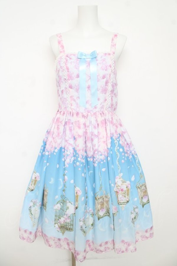 画像1: axes femme kawaii / ブルーミングガーデンジャンパースカート M サックス Y-26-03-13-084-AX-OP-SZ-ZY (1)