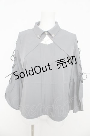 画像: axes femme POETIQUE / クロスチャーム付長袖ブラウス M グレー Y-26-03-13-010-AX-BL-SZ-ZY