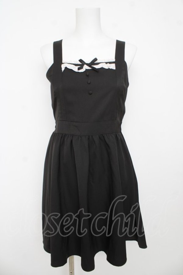 画像1: axes femme kawaii / バックリボンジャンパースカート M 黒 Y-26-03-13-088-AX-OP-SZ-ZY (1)