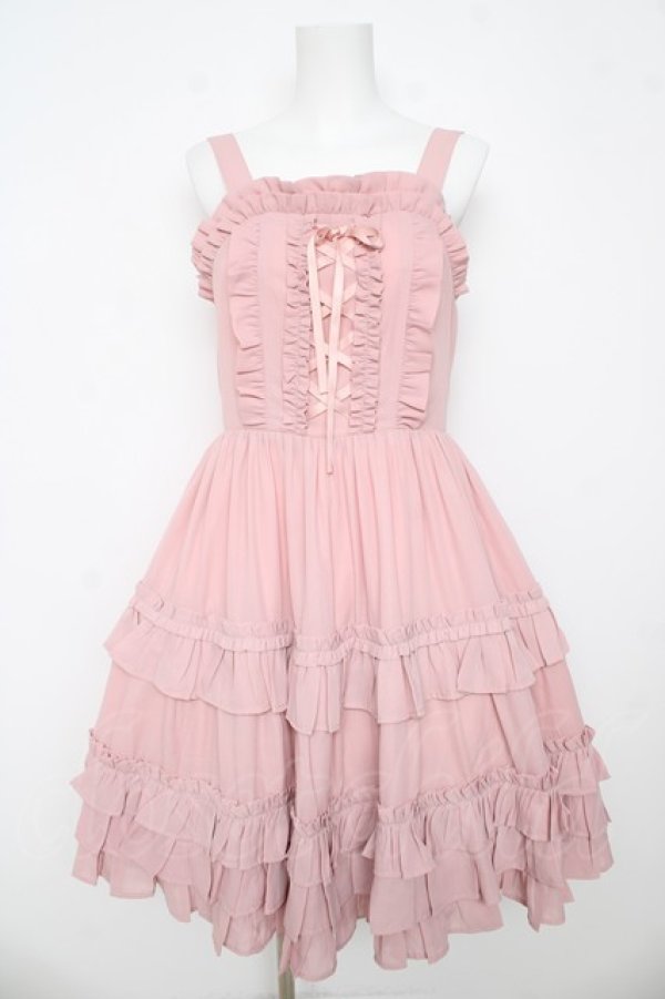 画像1: Chalmiere / レースアップフリルジャンスカ M ピンク Y-26-03-13-093-LO-OP-SZ-ZY (1)
