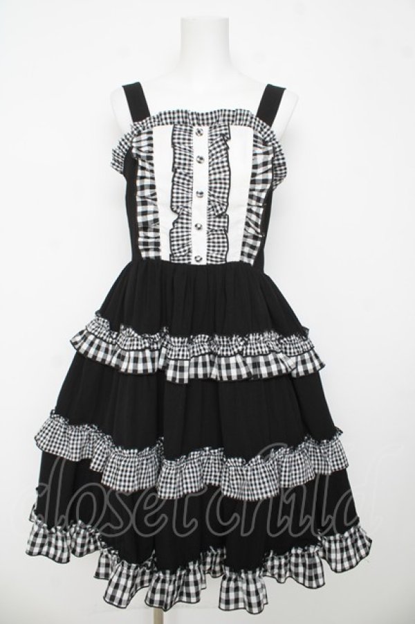 画像1: axes femme kawaii / カントリーチェックジャンスカ M 黒 Y-26-03-13-094-AX-OP-SZ-ZY (1)