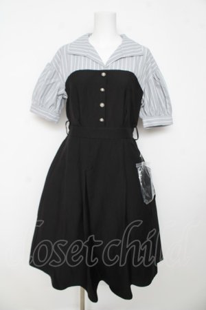 画像: axes femme / シャツカラードッキングワンピース F 黒 Y-26-03-13-095-AX-OP-SZ-ZY