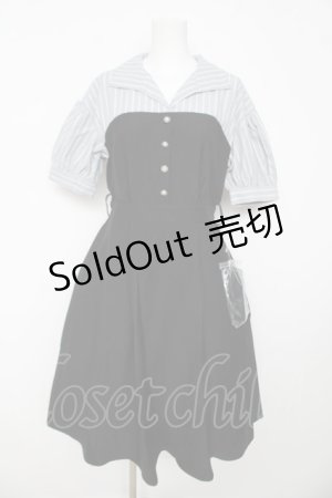 画像: axes femme / シャツカラードッキングワンピース F 黒 Y-26-03-13-095-AX-OP-SZ-ZY