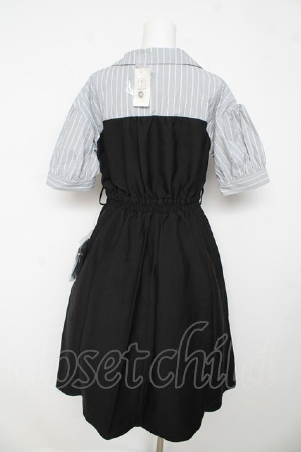 画像2: axes femme / シャツカラードッキングワンピース F 黒 Y-26-03-13-095-AX-OP-SZ-ZY (2)