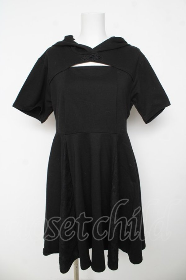 画像1: axes femme / カットアウトパーカーワンピース F 黒 Y-26-03-13-097-AX-OP-SZ-ZY (1)