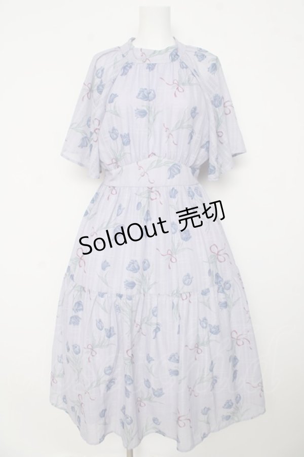 画像1: axes femme POETIQUE / チューリップブーケロングワンピース M ラベンダー Y-26-03-13-101-AX-OP-SZ-ZY (1)