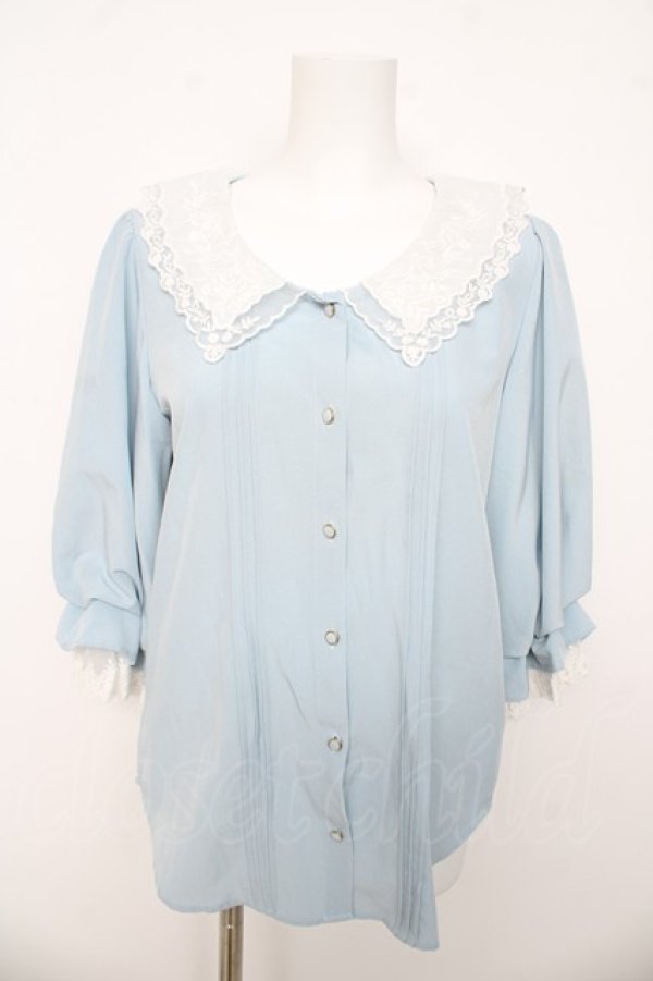 画像1: axes femme POETIQUE / レース襟ブラウス M サックス Y-26-03-13-012-AX-BL-SZ-ZY (1)