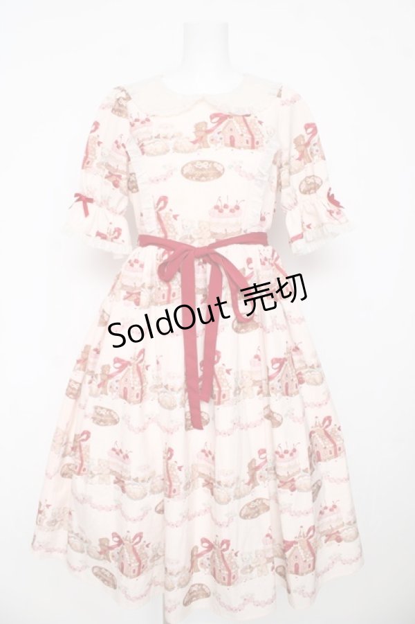 画像1: axes femme kawaii / お菓子の家柄ワンピース M 生成り Y-26-03-13-104-AX-BL-SZ-ZY (1)