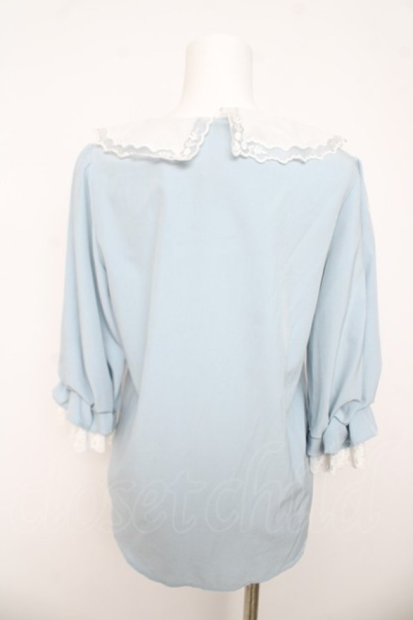 画像2: axes femme POETIQUE / レース襟ブラウス M サックス Y-26-03-13-012-AX-BL-SZ-ZY (2)
