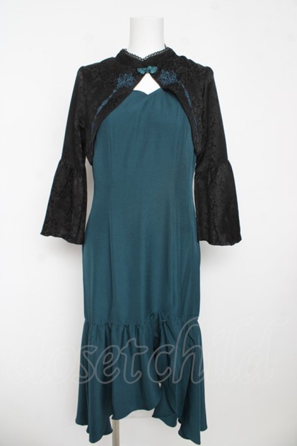 画像1: axes femme POETIQUE / ロータス刺繍チャイナワンピース M Bグリーン Y-26-03-13-106-AX-OP-SZ-ZY (1)