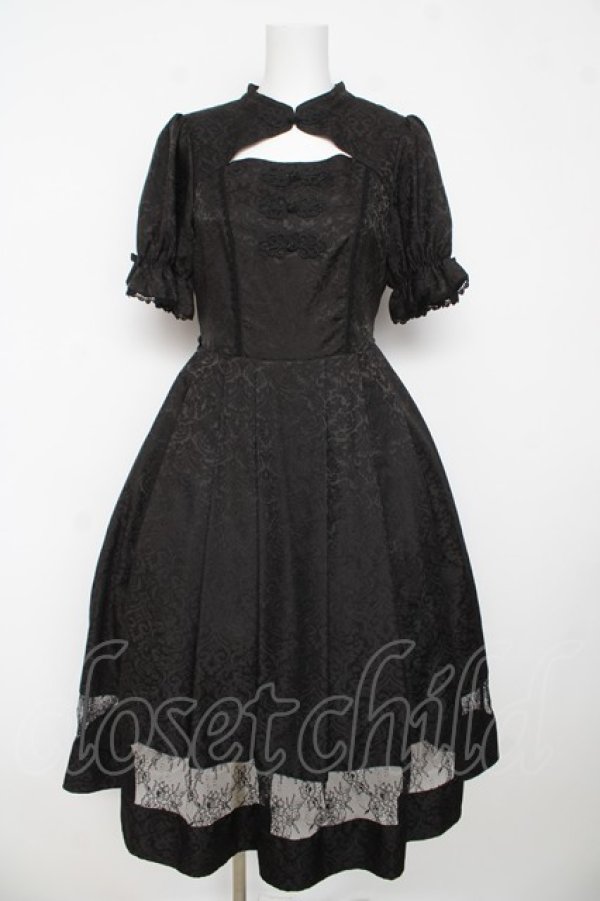 画像1: axes femme kawaii / チャイナ釦ジャガードワンピ M 黒 Y-26-03-13-107-AX-OP-SZ-ZY (1)