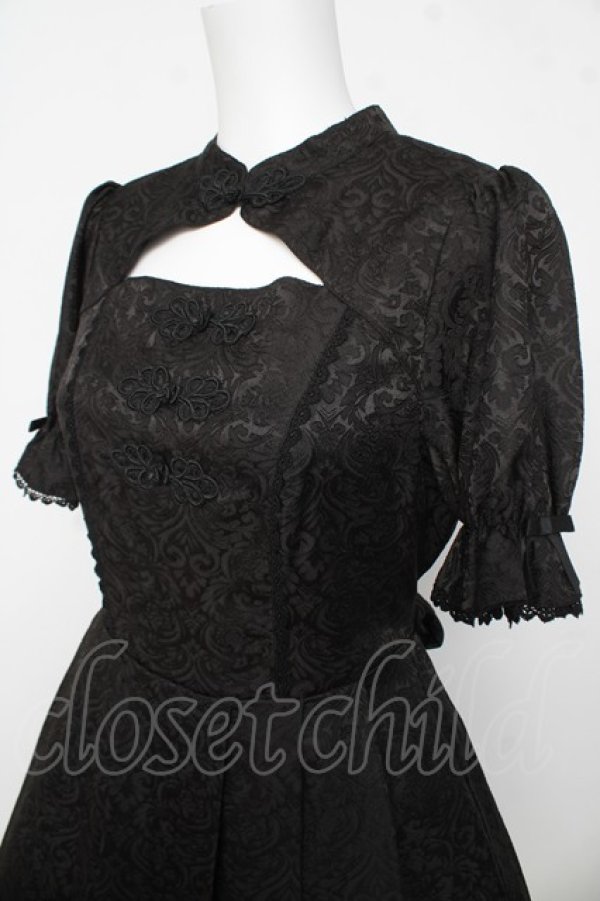 画像3: axes femme kawaii / チャイナ釦ジャガードワンピ M 黒 Y-26-03-13-107-AX-OP-SZ-ZY (3)