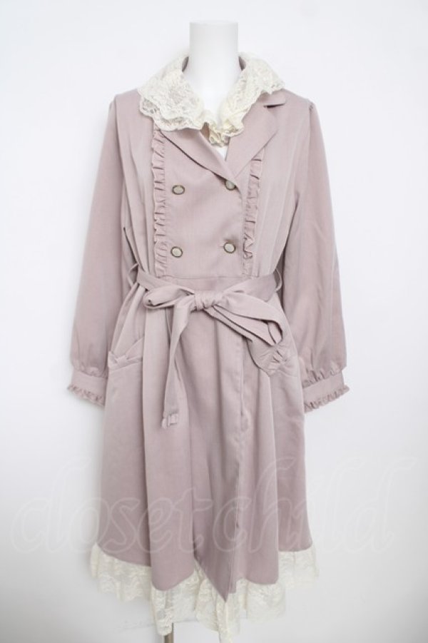 画像1: axes femme / レース襟付トレンチコート F ピンク Y-26-03-13-112-AX-CO-SZ-ZY (1)