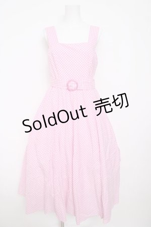 画像: Tnewties / 隣人から芝刈り機を借りた ギンガムチェック ワンピース F ピンク Y-26-03-13-120-LO-OP-SZ-ZY