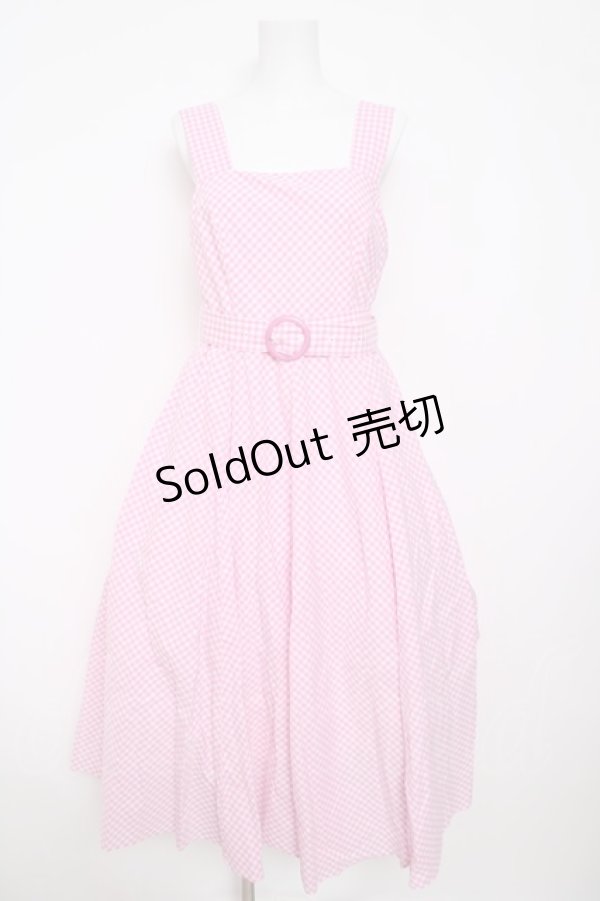 画像1: Tnewties / 隣人から芝刈り機を借りた ギンガムチェック ワンピース F ピンク Y-26-03-13-120-LO-OP-SZ-ZY (1)