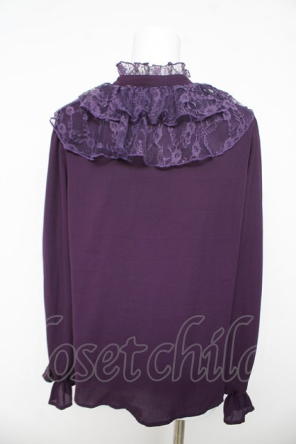 画像2: axes femme kawaii / レースフリル長袖ブラウス M パープル Y-26-03-13-014-AX-BL-SZ-ZY (2)