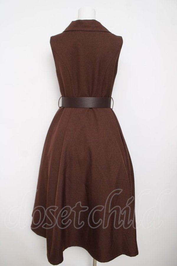 画像2: an another angelus / ベルト付きウールライク開衿ジレワンピース F ブラウン Y-26-03-13-122-CA-OP-SZ-ZY (2)