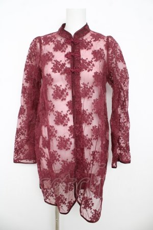 画像: axes femme kawaii / シースルーチャイナブラウス M ワイン Y-26-03-13-015-AX-BL-SZ-ZY