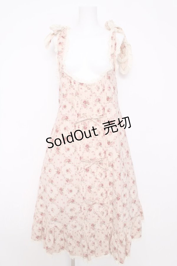 画像1: metamorphose / プチフラワープリントエプロン風ジャンパースカート  ピンク Y-26-03-13-129-ME-OP-SZ-ZY (1)