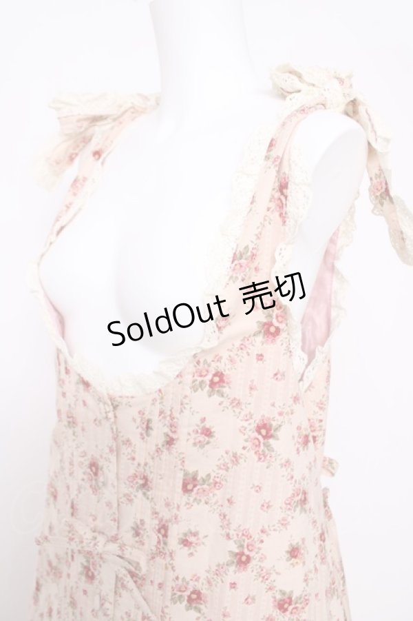 画像3: metamorphose / プチフラワープリントエプロン風ジャンパースカート  ピンク Y-26-03-13-129-ME-OP-SZ-ZY (3)