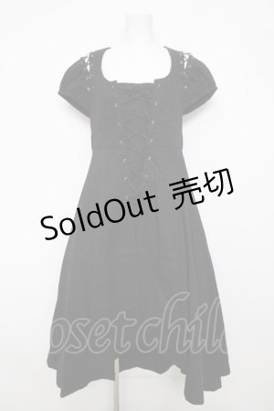 画像: BPN / 編み上げロングワンピース M 黒 Y-26-03-13-133-GO-OP-SZ-ZY