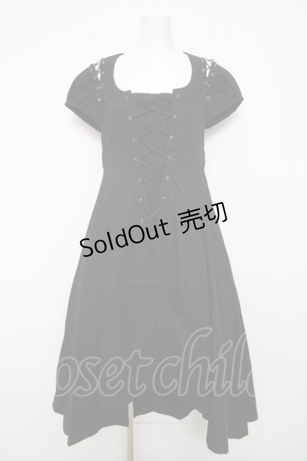 画像1: BPN / 編み上げロングワンピース M 黒 Y-26-03-13-133-GO-OP-SZ-ZY (1)