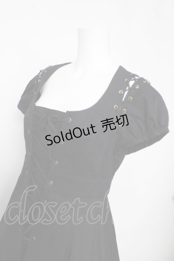 画像3: BPN / 編み上げロングワンピース M 黒 Y-26-03-13-133-GO-OP-SZ-ZY (3)