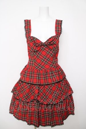画像: Heart E / タータンチェック3段スカートのサンドレス 9号 赤 Y-26-03-13-134-LO-OP-SZ-ZY