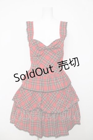 画像: Heart E / タータンチェック3段スカートのサンドレス 9号 赤 Y-26-03-13-134-LO-OP-SZ-ZY