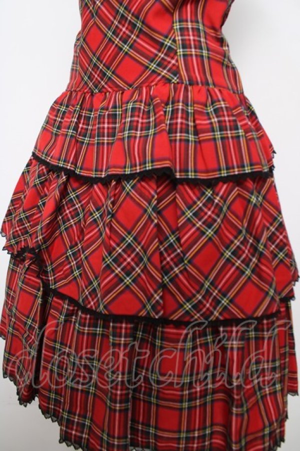 画像4: Heart E / タータンチェック3段スカートのサンドレス 9号 赤 Y-26-03-13-134-LO-OP-SZ-ZY (4)