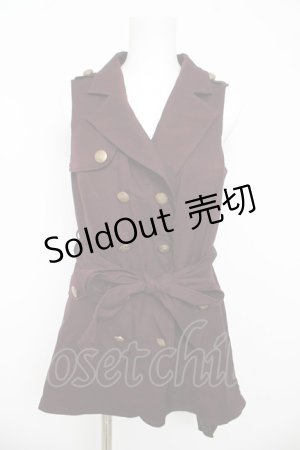 画像: axes femme POETIQUE / バックプリーツロングベスト M ワイン Y-26-03-13-019-AX-TO-SZ-ZY