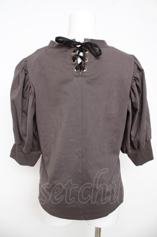 画像2: axes femme POETIQUE / おかしなお茶会パフ袖Tシャツ M チャコール Y-26-03-13-021-AX-TO-SZ-ZY (2)