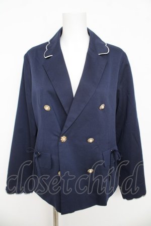 画像: axes femme / スカラップ刺繍ダブルジャケット F 紺 Y-26-03-13-027-AX-JA-SZ-ZY