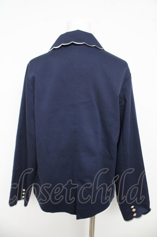 画像2: axes femme / スカラップ刺繍ダブルジャケット F 紺 Y-26-03-13-027-AX-JA-SZ-ZY (2)