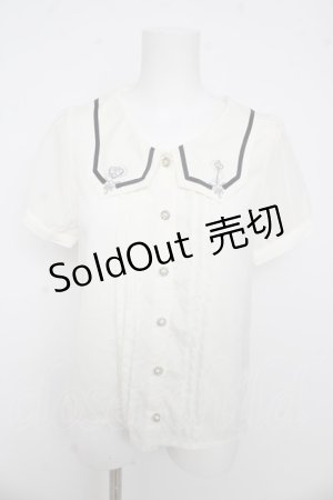 画像: axes femme POETIQUE / メルヘン刺繍レースタイ付ブラウス S オフ Y-26-03-13-003-AX-BL-SZ-ZY